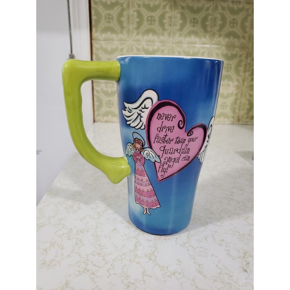 Certified Guardian Angel 16oz Latte Mug Spoontiques Blue Green